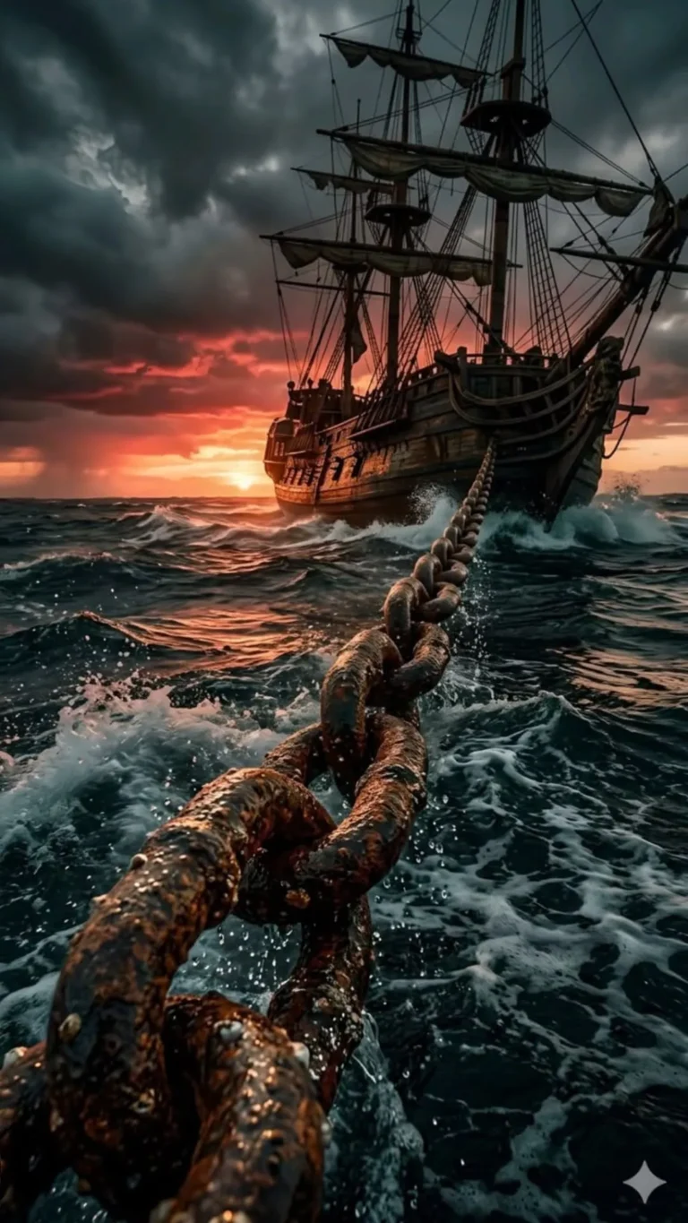 Pirate Ship Chain at Sunset