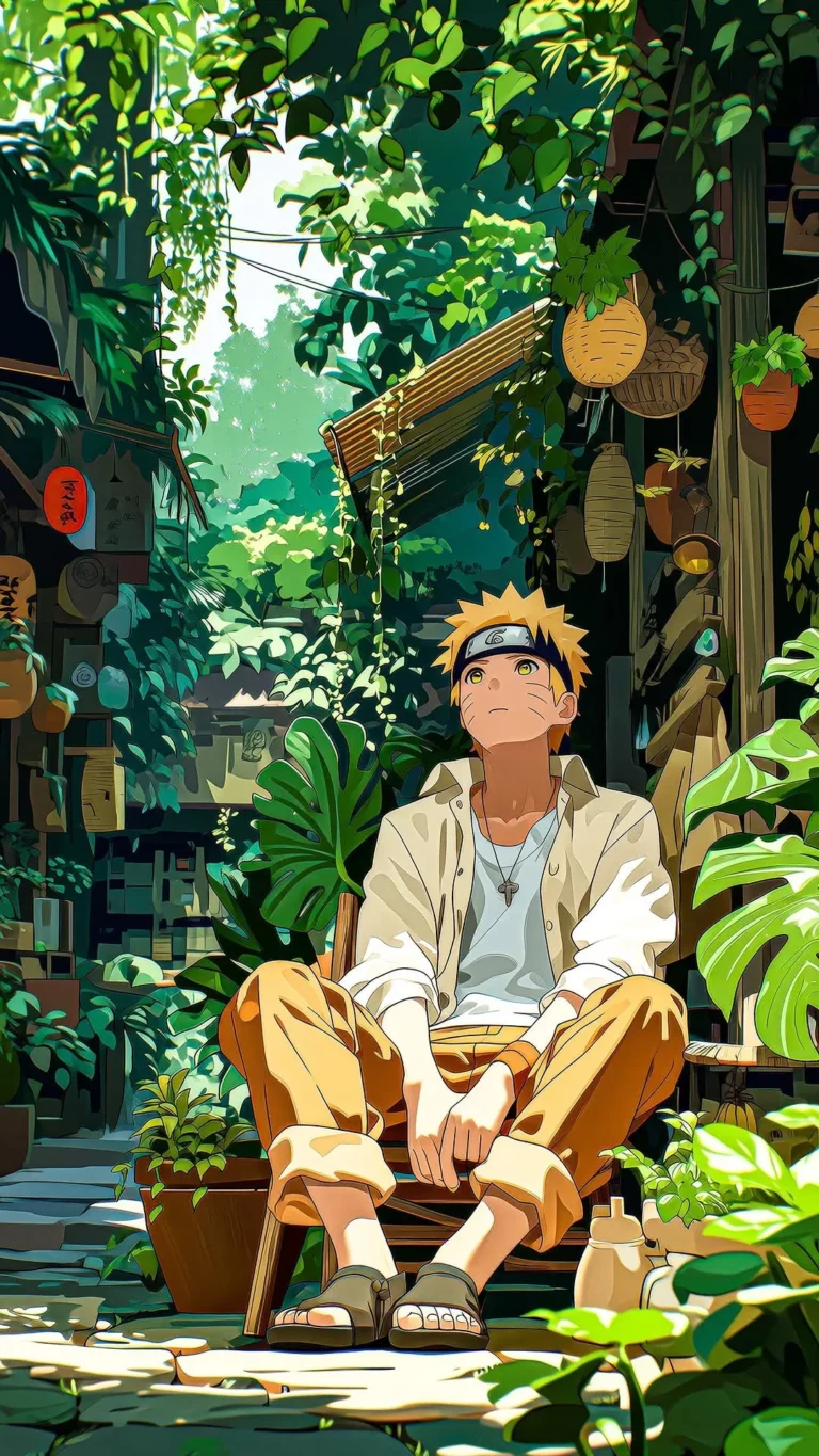 Naruto Uzumaki in a Lush Garden