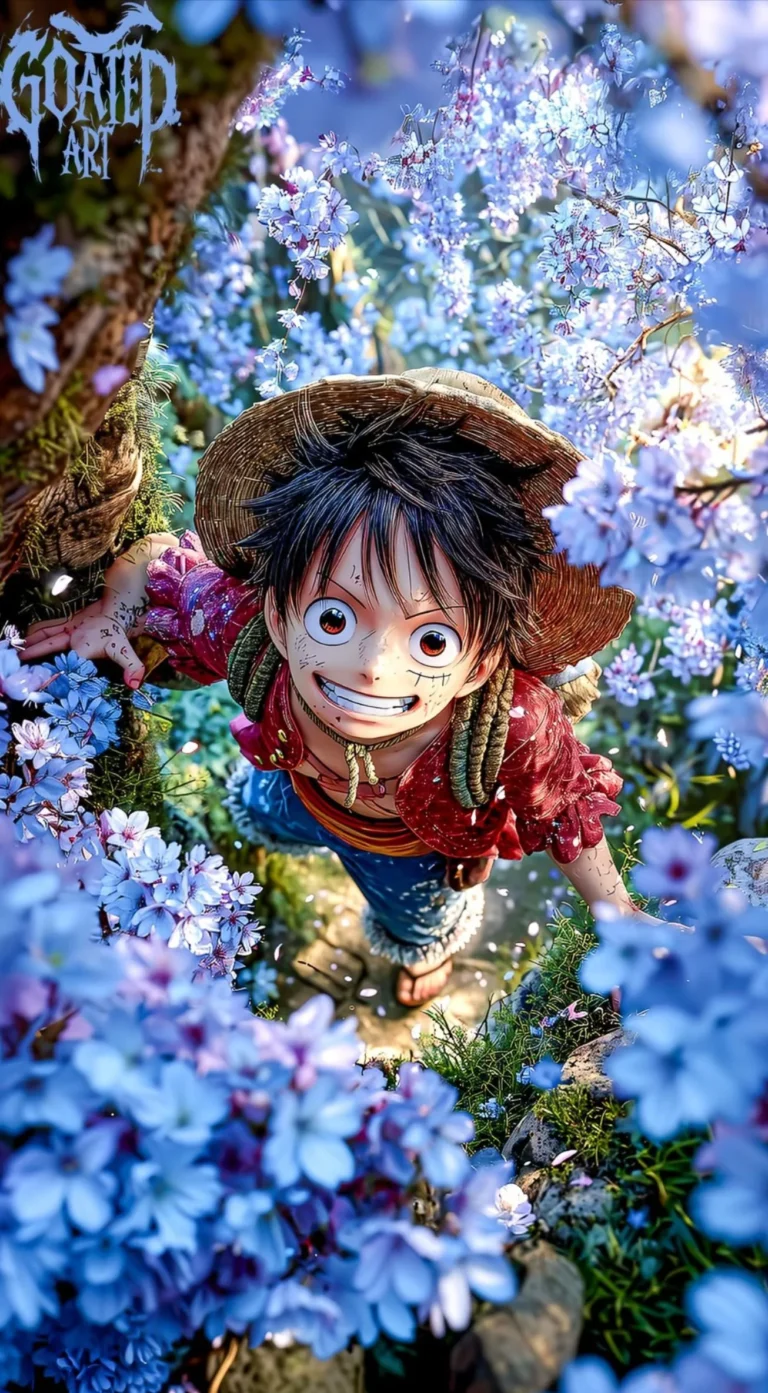 Monkey D. Luffy Among Blue Flowers – One Piece